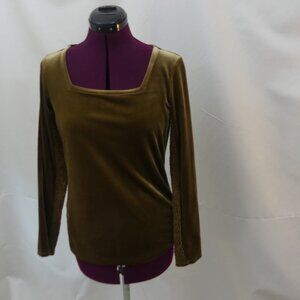 Sundance Elena stretch velvet shirt with smoking size S in green gold